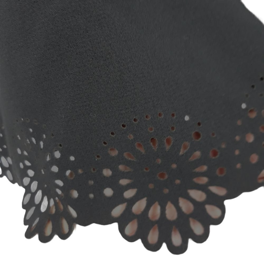 Vtg Whimsigoth Scalloped Mini Skirt Sz 6 Academia Aline Floral Laser Cutout Twee
